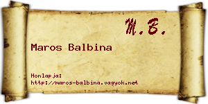 Maros Balbina névjegykártya